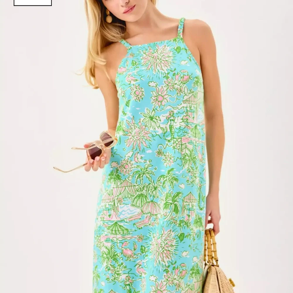 NWT Lilly Pulitzer KYLEIGH MAXI 👗 “Fresh Water Blue Sunbath” MSRP $178 NWT sz LG - Picture 13 of 16